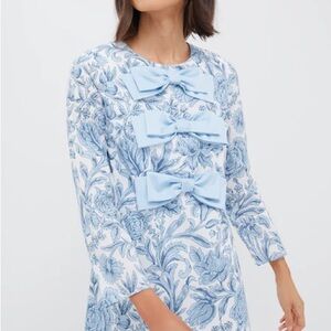 HYACINTH HOUSE BLUE CHINTZ CLARICE BOWS DRESS- TUCKERNUCK